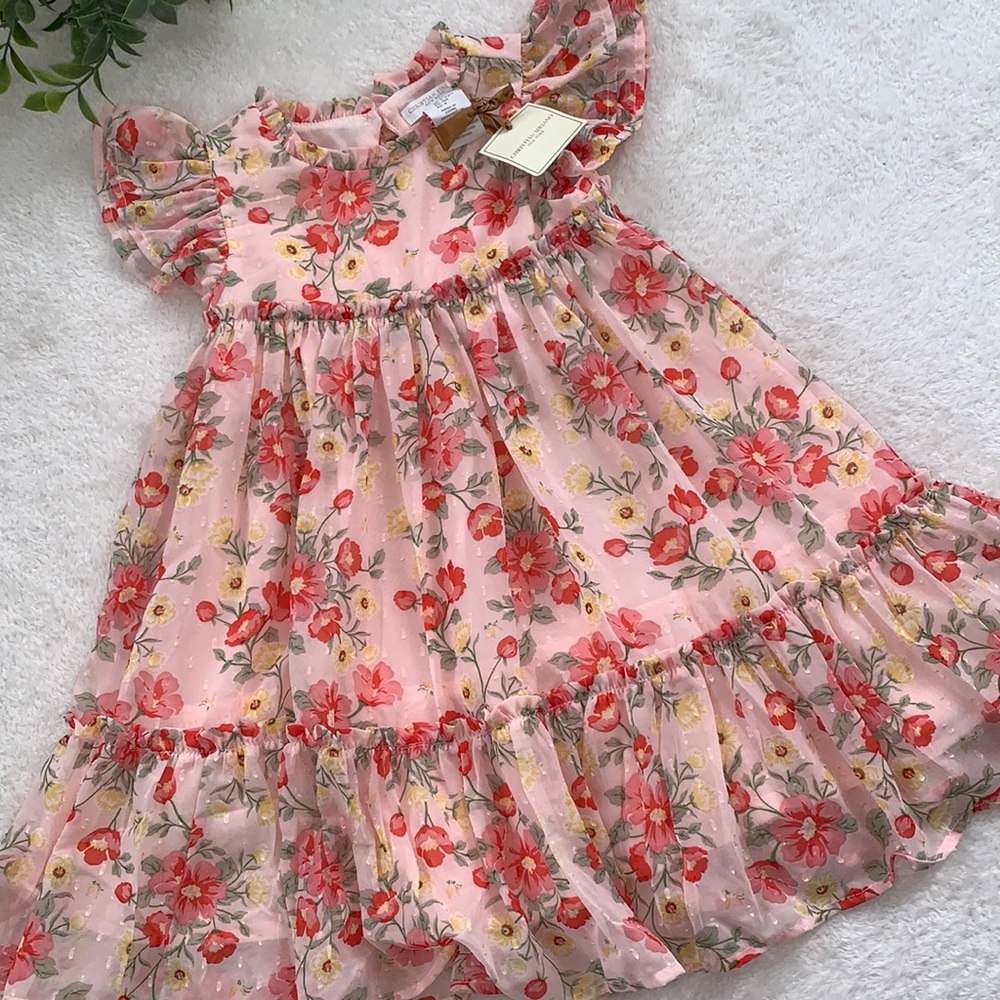 NWT Christian Siriano 4T Floral Pink Ruffle Dress - Picture 12 of 12